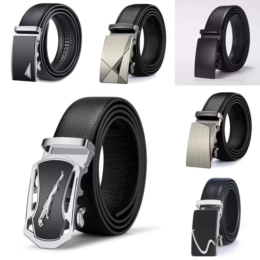 HITAM Men's Belts Black Brown Automatic Rail model men belt Shopee