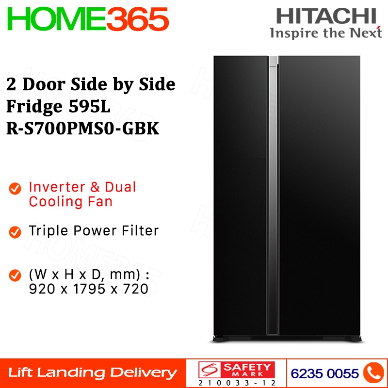 Hitachi 2 Door Side by Side Fridge 595L RS700PMS0 Shopee Singapore