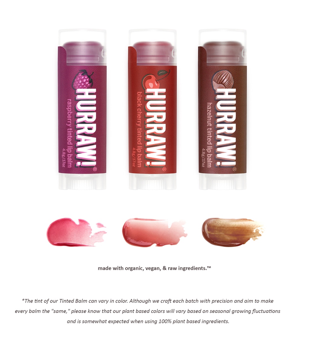 Hurraw Balm, Tinted Lip Balm, Black Cherry, Hazelnut, Raspberry, Lip ...