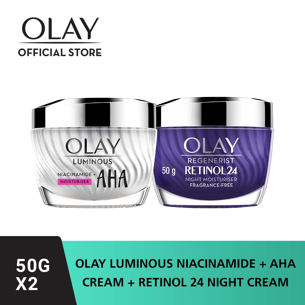 Bundle Of Olay Luminous Niacinamide Aha Face Cream Moisturizer G Retinol Night Face