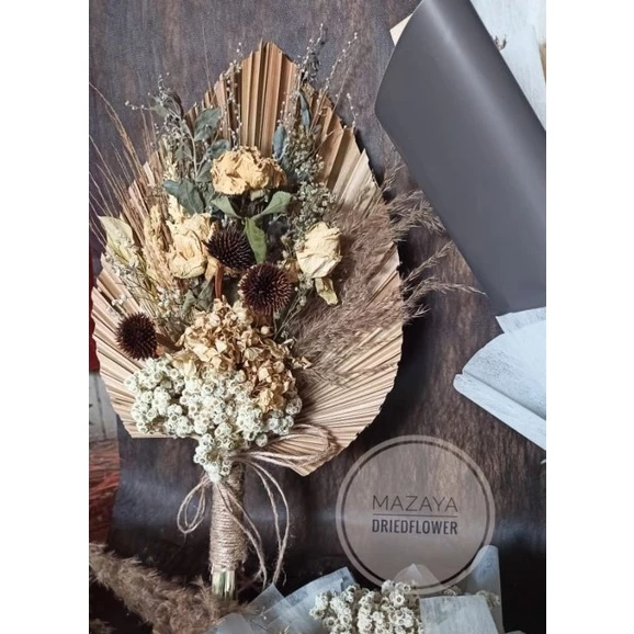 Buket Palem Bunga Kering Untuk Prewedding Hadiah - Gambar 4