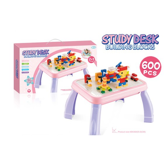 💖 600PCS - 2 in 1 Study Table Building Blocks Toys 💖 Storage Table ...