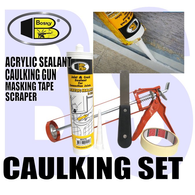 BANSOON BOSNY Acrylic Sealant c/w caulking gun. Paintable White Sealant ...