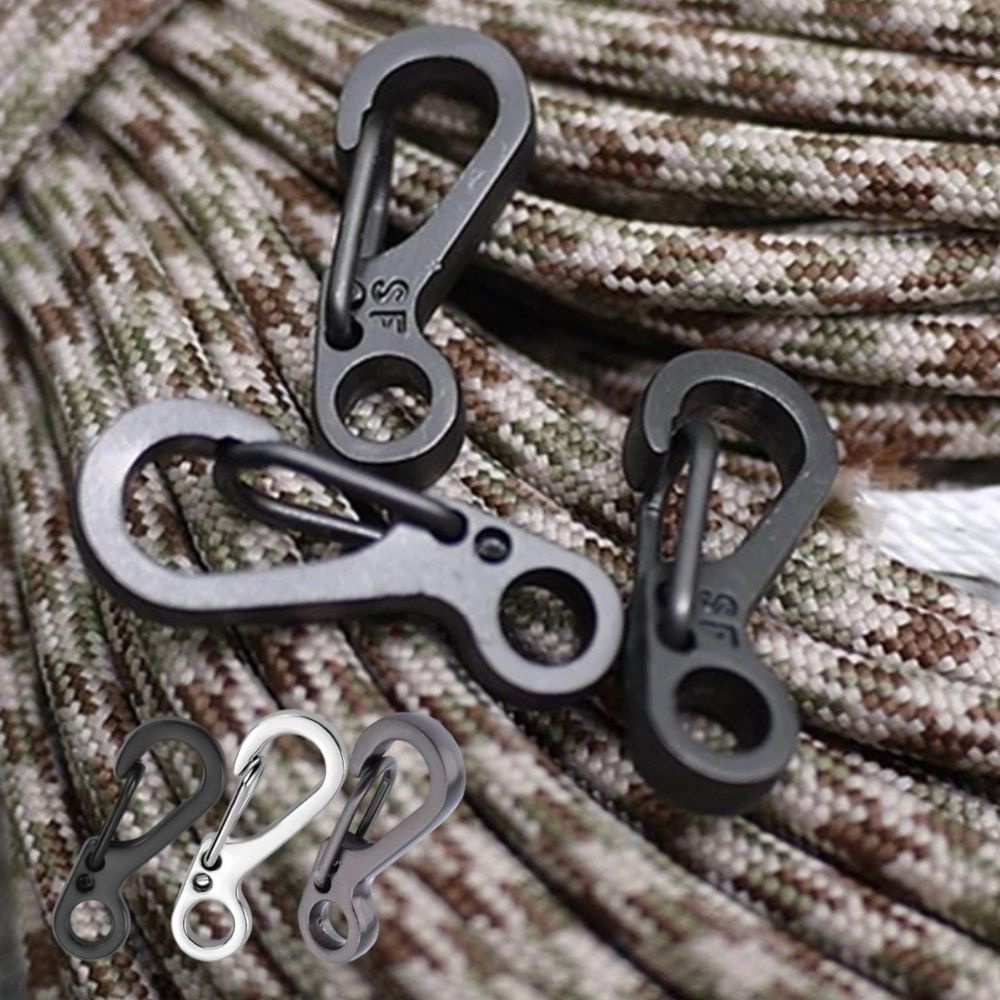  Black Paracord Carabiner Clips, Mini SF Spring