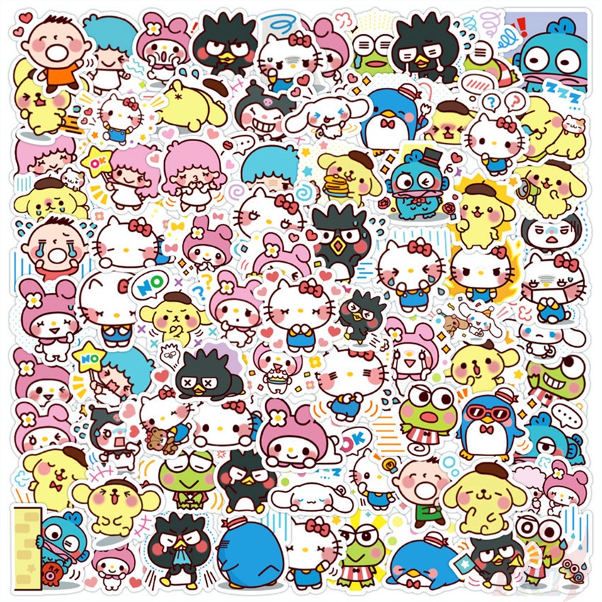 80Pcs/Set Sanrio Family . Funny Emoji Mini Stickers DIY Fashion Doodle ...