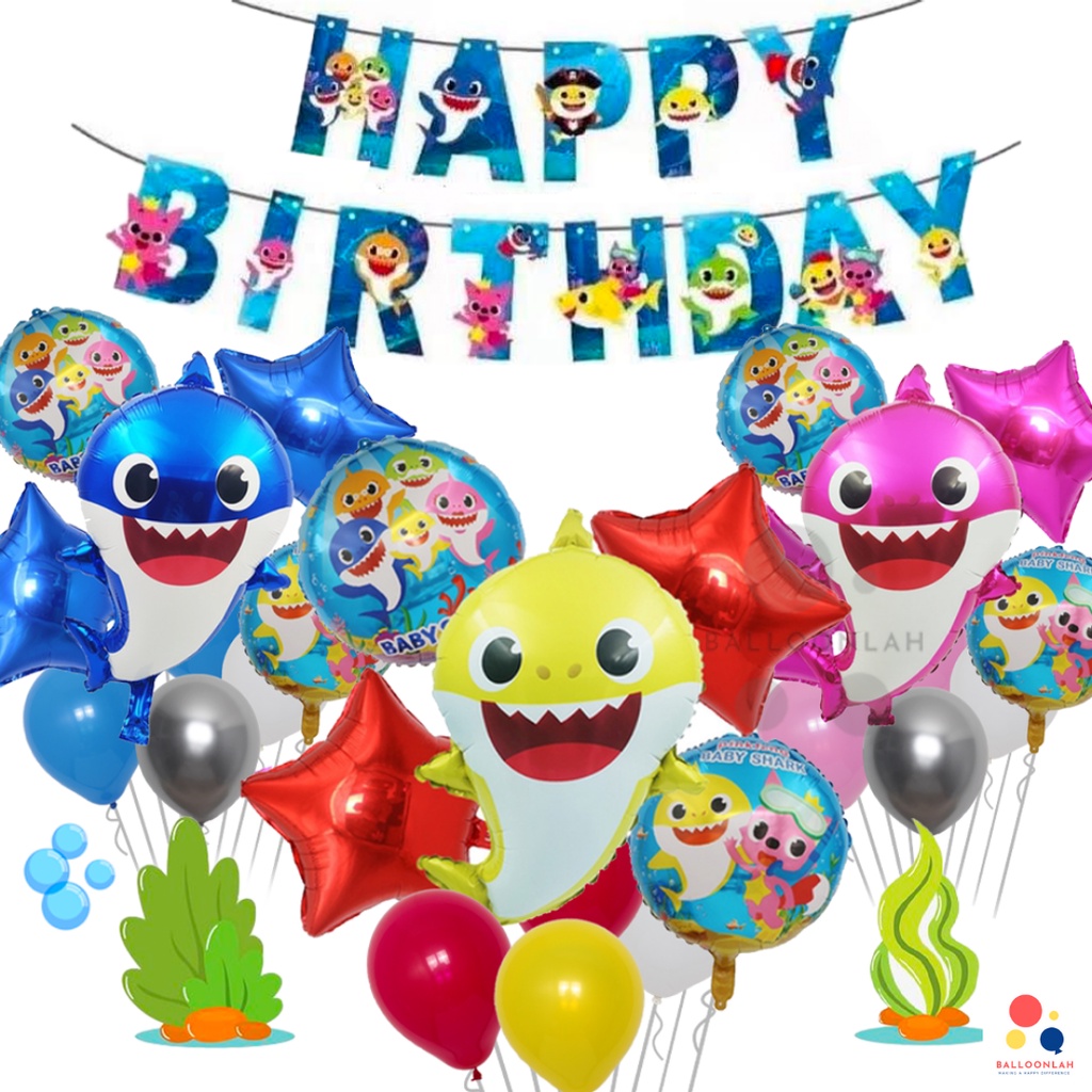 BABY SHARK Cartoon Themed Birthday Balloon [READY STOCK IN SG] | Shopee ...