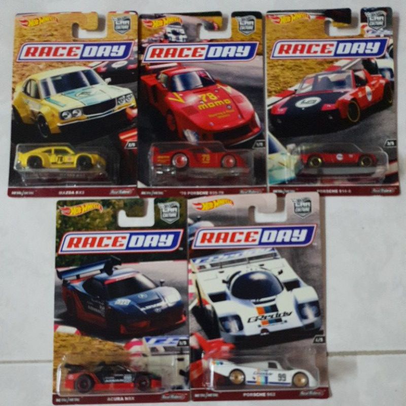 Hot Wheels Race Day Car Culture Mazda RX3 Acura NSX Advan Porsche 962 ...