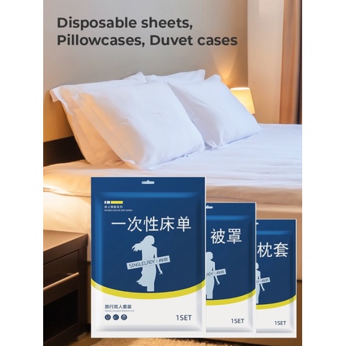 [SG Stock]Portable Hotel Bedding Set - Disposable Sheets & Pillowcases ...