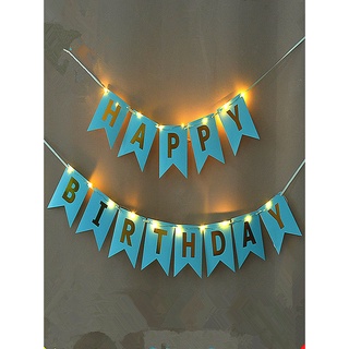 1set Happy Birthday Letters Banner And 2set 2m Led Fairy Lights String ...