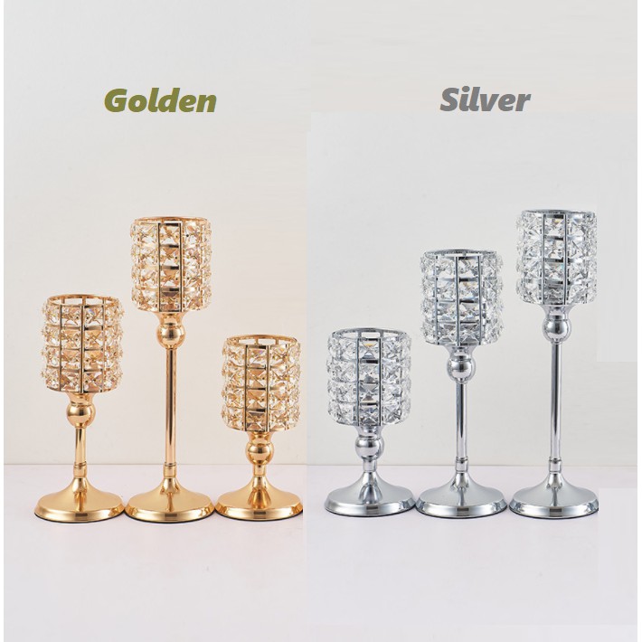 Singapore Crystal Lantern Gold Silver Candle Holders Wedding Candelabra