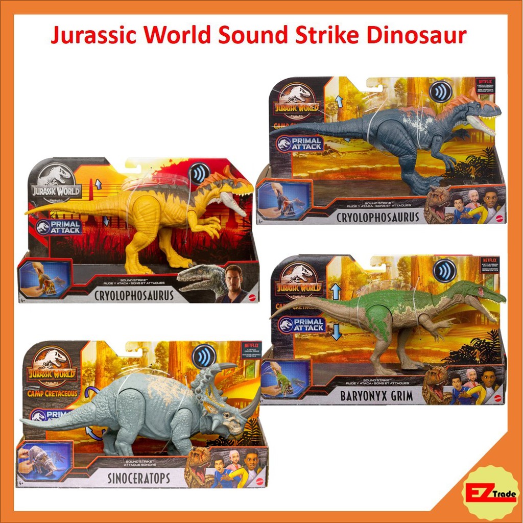 Mattel Jurassic World Sound Strike Dinosaur Action Figure Assorted Cryolophosaurus Baryonyx