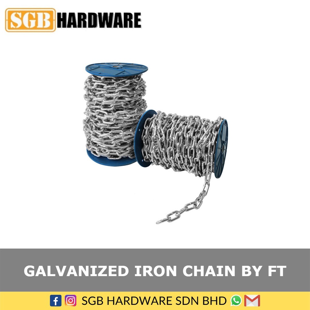 Galvanized Iron Chain 1/8'' | 3/16'' | 5/16'' / Rantai Besi 1/8'' | 3/ ...