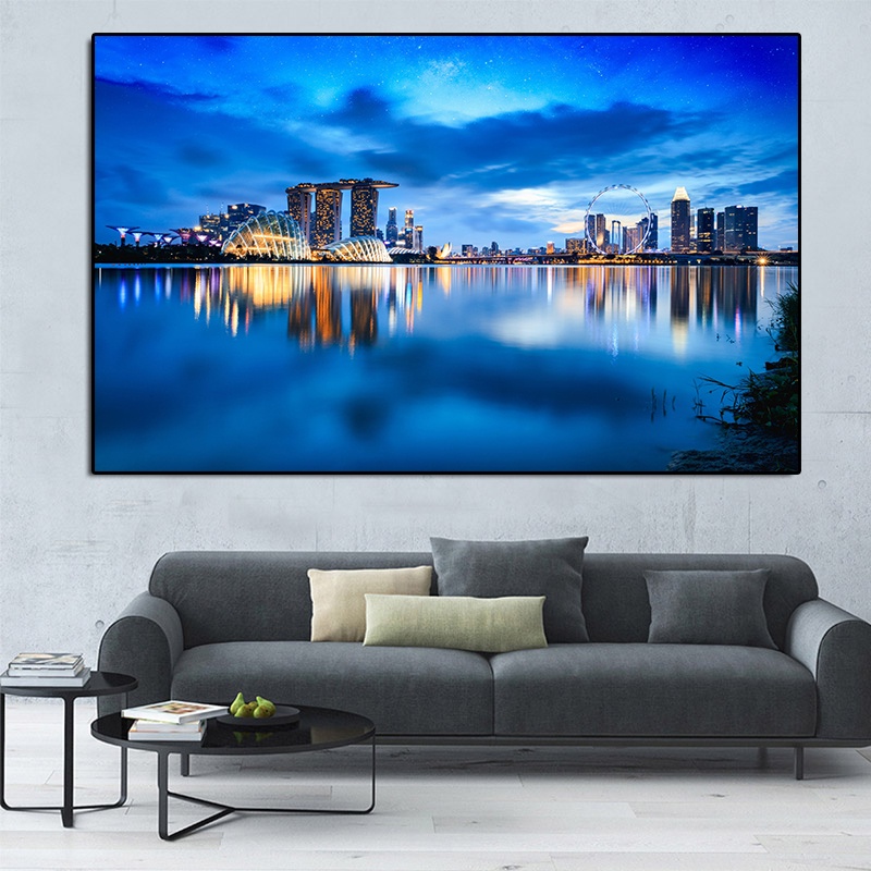 Canvas Painting Singapore In Two City Posters And Prints Wall
