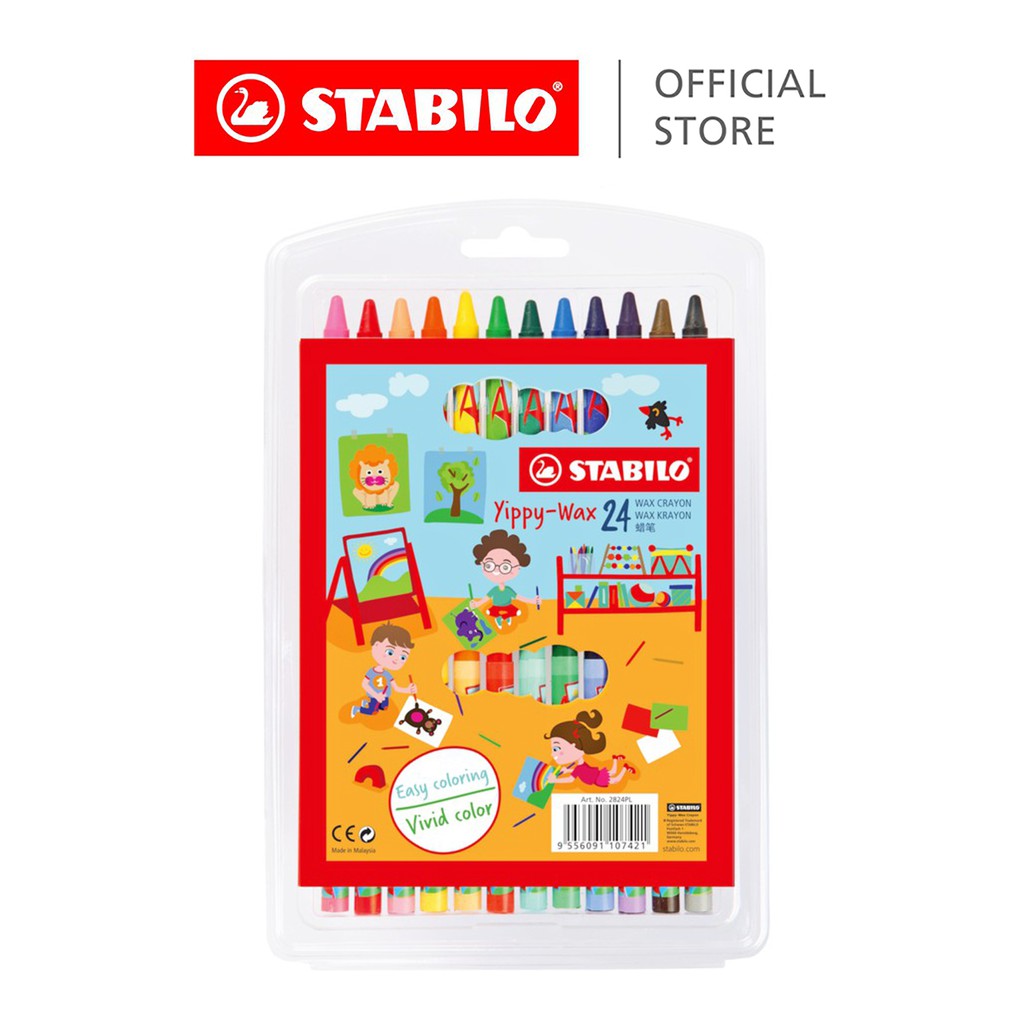 12 Craies à La Cire STABILO Yippy-wax - Pour Enfants Dès 3 Ans - Ne Salit Pas Les Mains