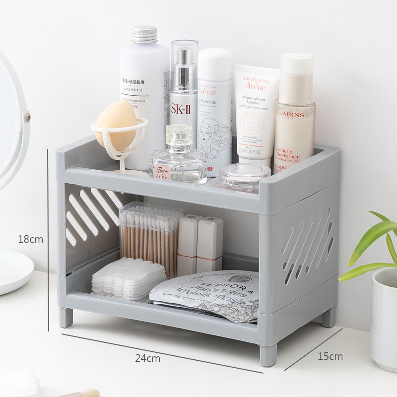 Ins Double Layer Plastic Bedroom Arrangement Rack Dormitory Small Shelf ...