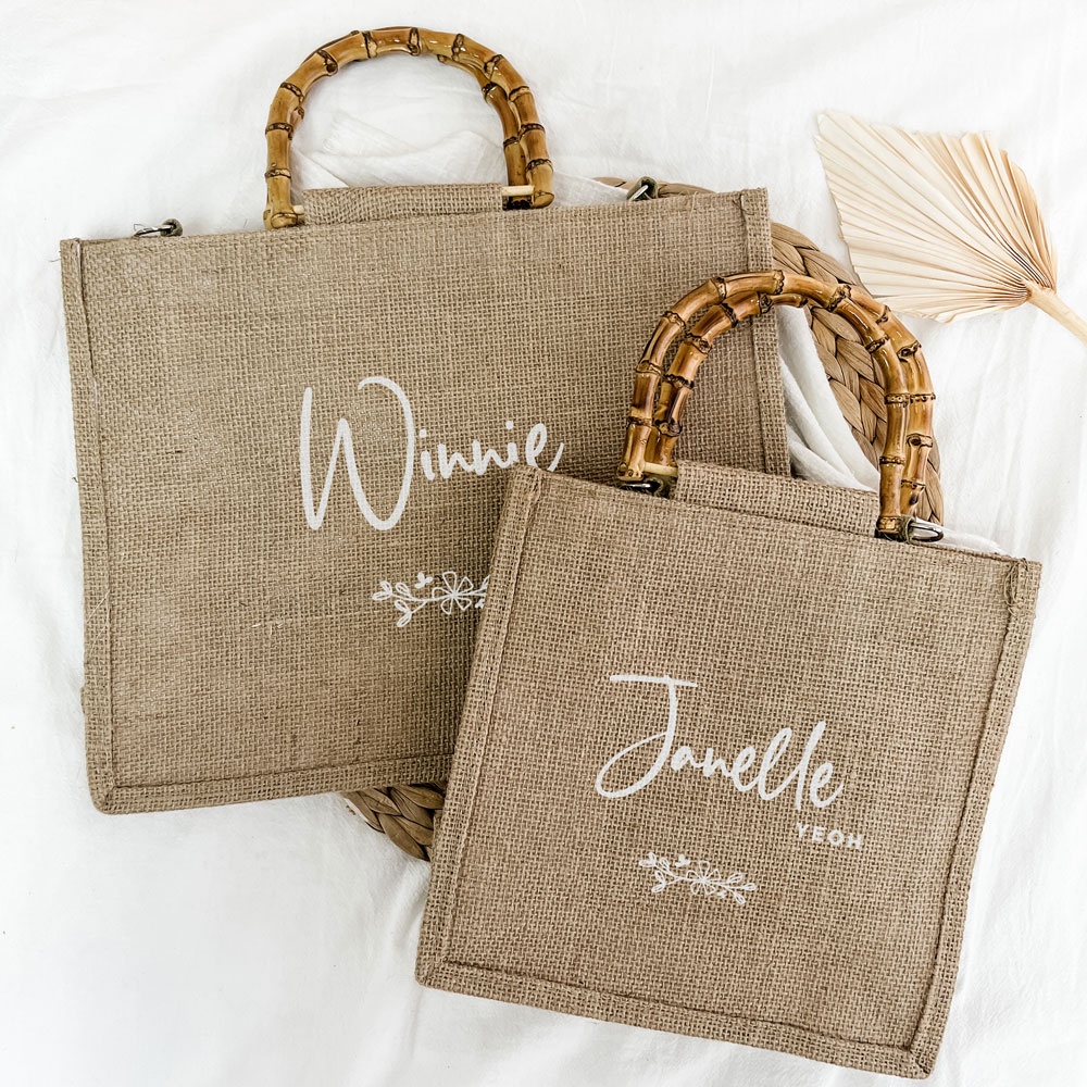 Customised Burlap Jute Tote Bag / Personalised Teachers Day gifts ...