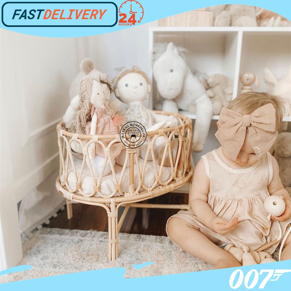 Natural Rattan Baby Doll Bed Doll Natural Rattan Baby Doll