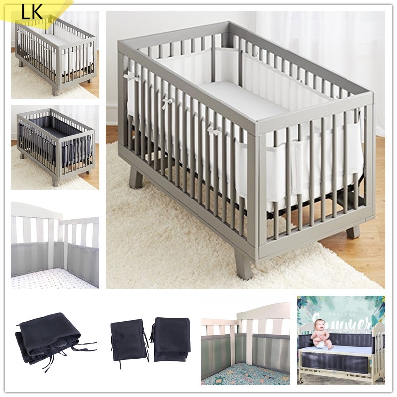 Grey breathable crib bumper sale