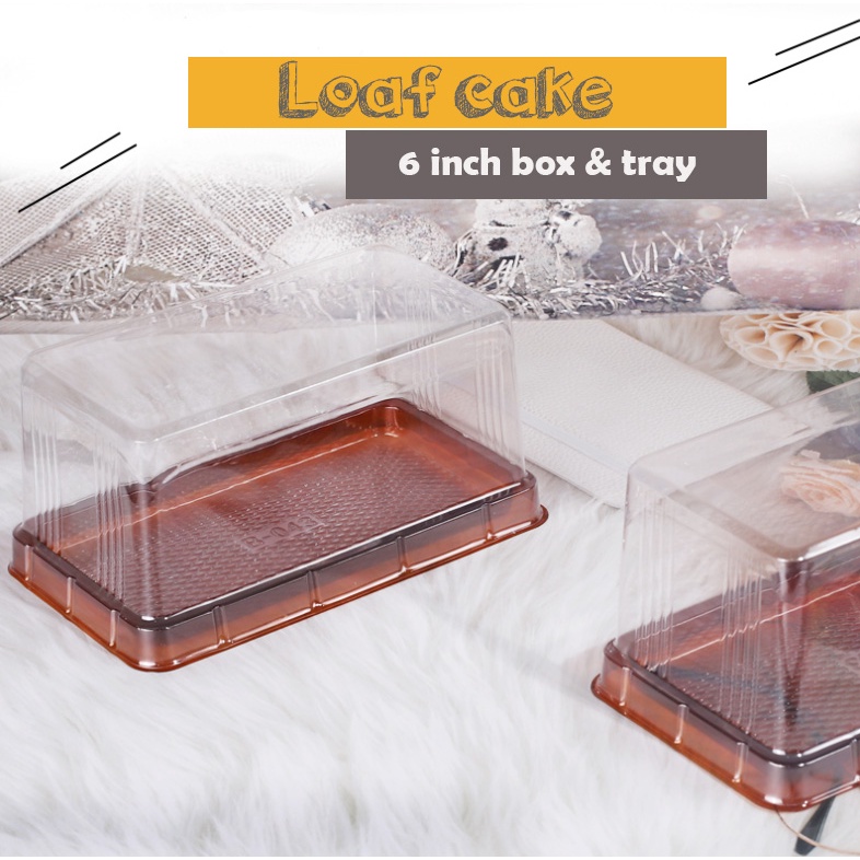 🇸🇬10pcs rectangle long loaf box swiss roll tray 6 inch cake box plastic ...
