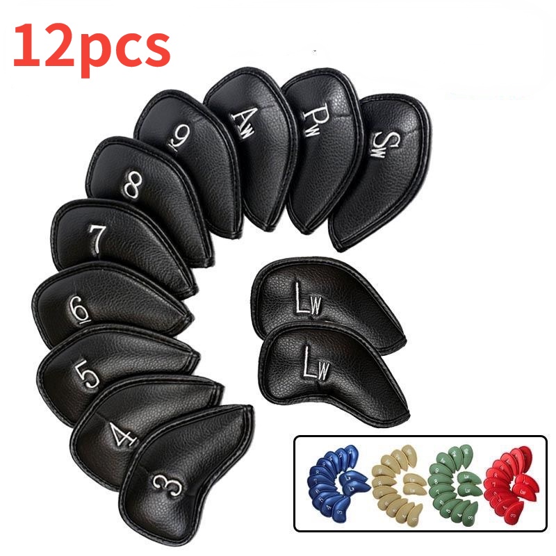 12Pcs/Set Portable PU Golf Club Iron Head Covers Protector Golfs Head