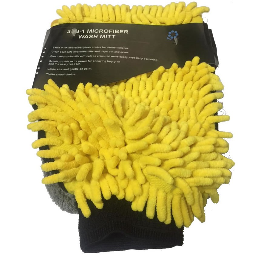 Waterproof 3-IN-1 Microfiber Wash Mitt with Waterproof Liner Inside Ultra Soft Car Wash Mitt