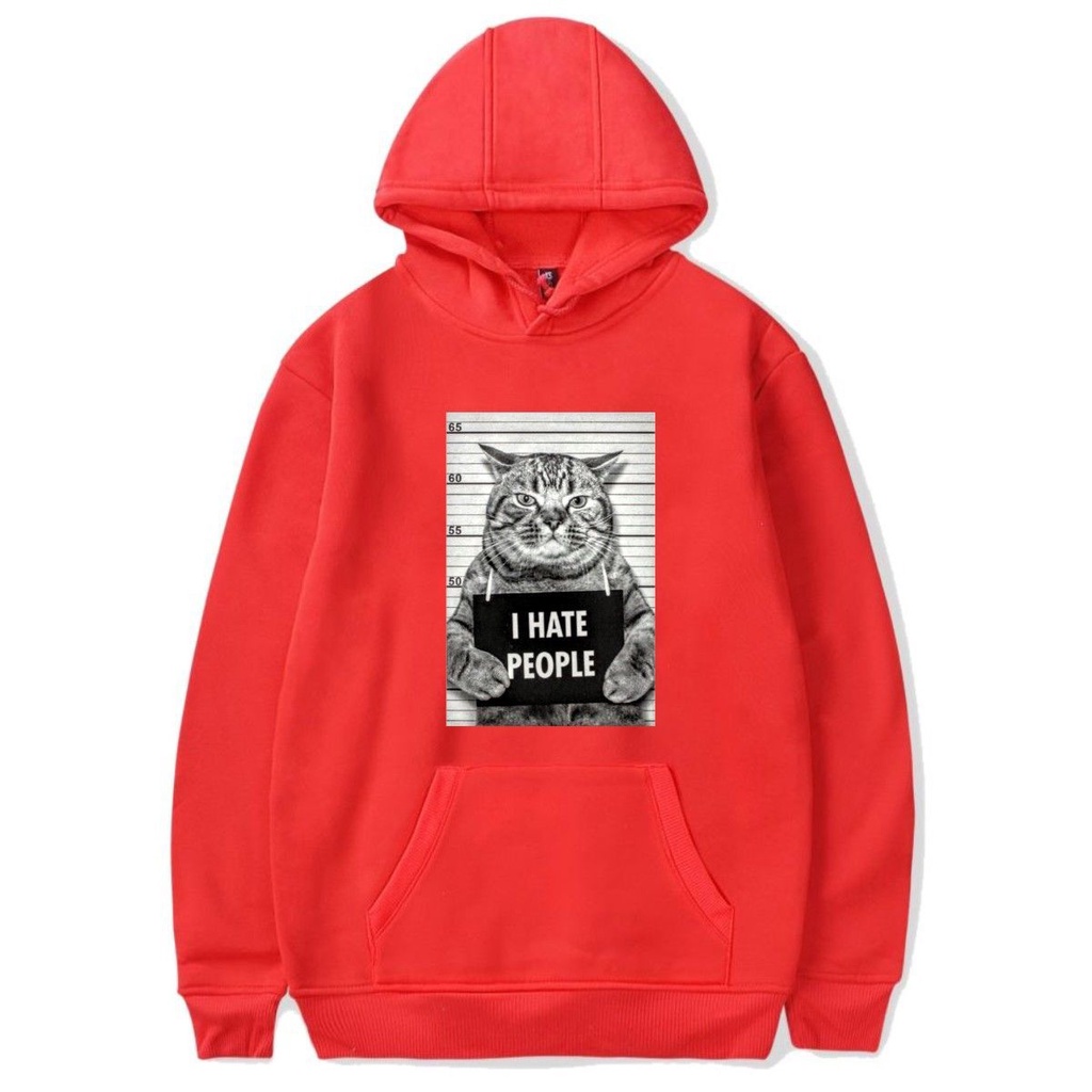 New personalized print I HATE PEOPLE cat hoodie sweatshirt men and