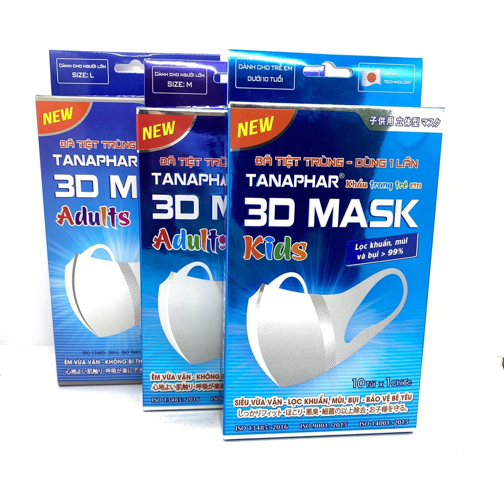 3d Mask Tanaphar Mask Box Of 10 Pieces (Children, Adults) Shopee