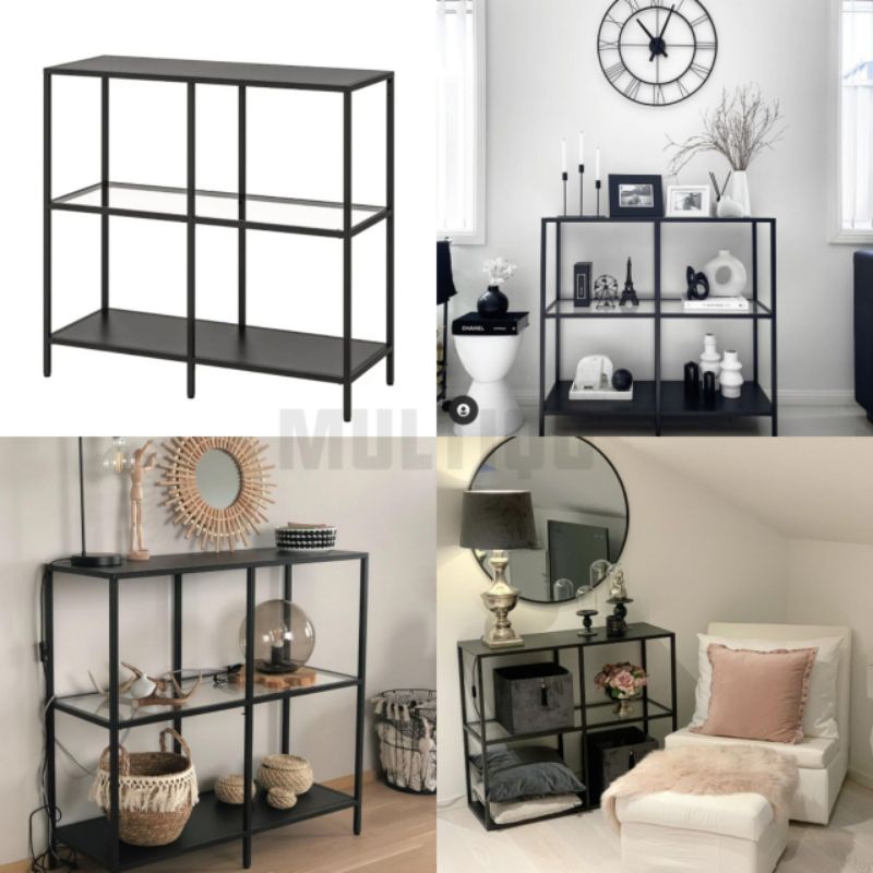 IKEA VITTSJO Shelving Unit 100x93cm Glass Shelving Unit Bedroom Shelf