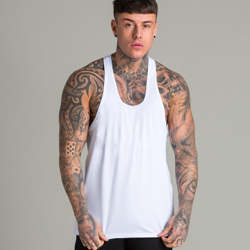Muscleguys gyms vest bodybuilding clothing fitness men solid musculation stringer tank tops blank sleeveless men undershirt