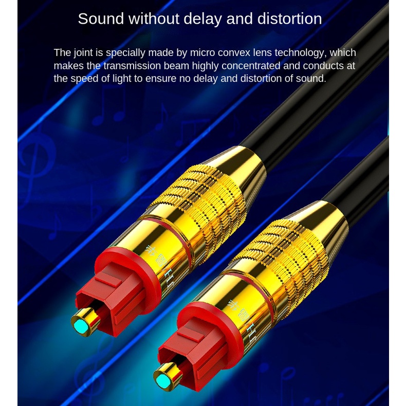 Digital fiber optic audio cable SPDIF output line 5.1 channel power amplifier audio fiber optic