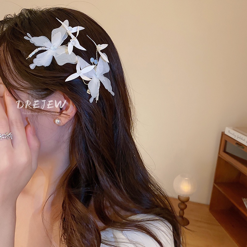 Fashionable Hair Accessories Elegant Black White Floral Hair Clip Camellia Flower Side Duckbill Barrette Women's Stylish