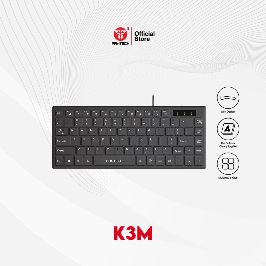 Fantech K3M Multimedia Office Mini Computer Keyboard | Shopee Singapore