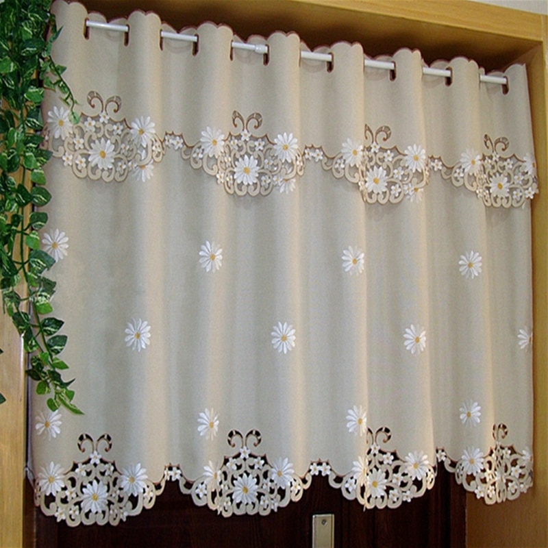 British Half-curtain Embroidered Window Valance Customize Light Shading ...