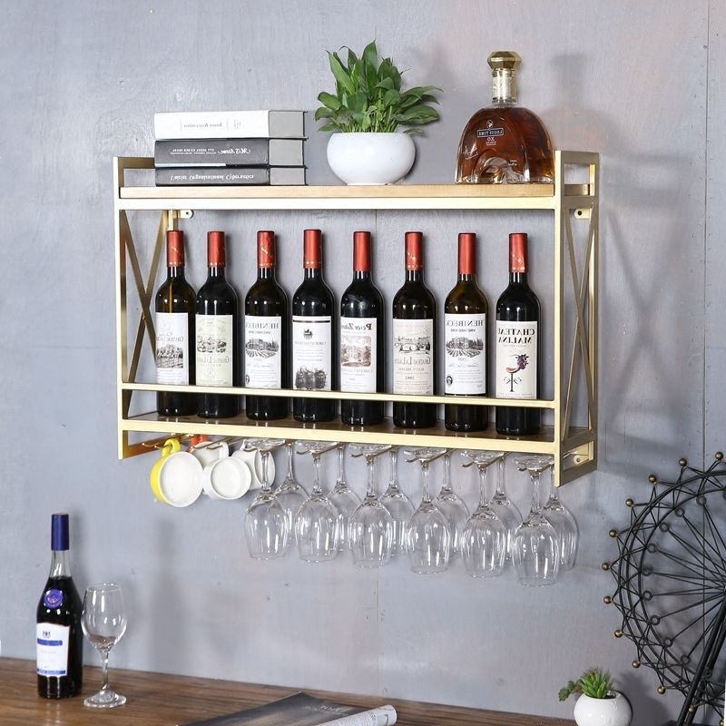 Wine rack wood high end wall mounted drink rack storage 2 layer drink holder wooden floating liqueur rack antique metal beer rack wrought iron shelf Shopee Singapore