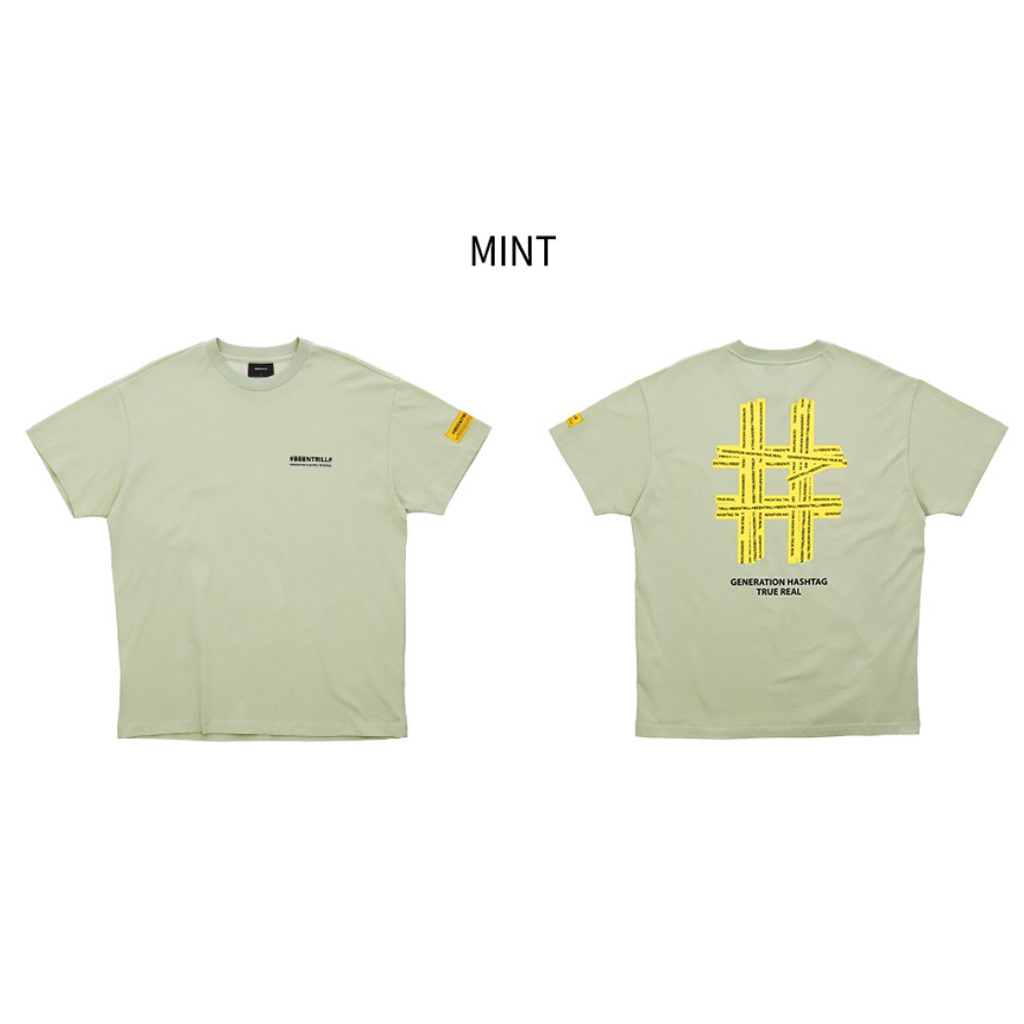 [BEENTRILL]★NEW MINI TAPING HASHTAG SHORT SLEEVE T-SHIRT S] BEENTRILL