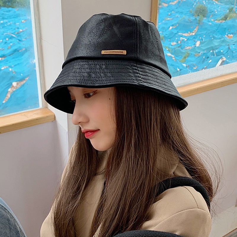 Japanese pu Leather Bucket Hat Sun Hat Female Korean Version Student ...