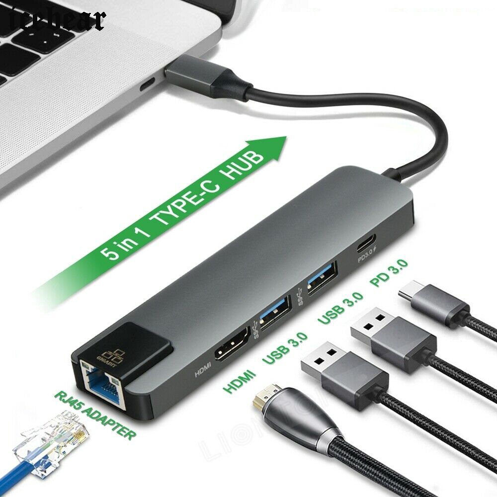 HUB 5 in 1 - USB-C, LAN, HDMI, 2x USB 3.0