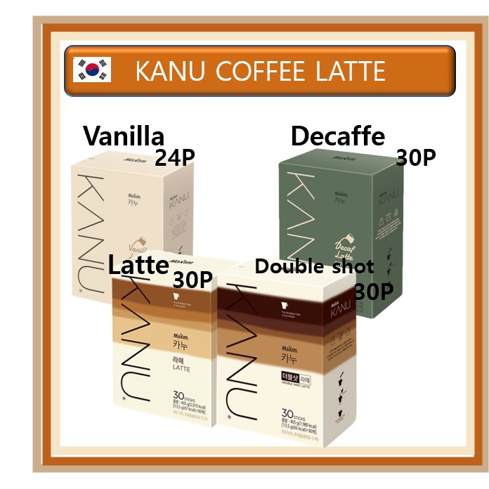 Maxim KANU Latte / Double Shot / Vanilla Latte Decaffeine Instant ...