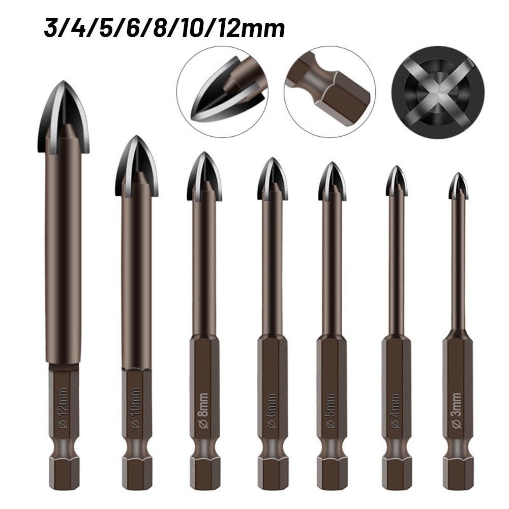 1pc 3-12mm Cross Hex Tile Drill Bits Set For Glass Ceramic Concrete ...