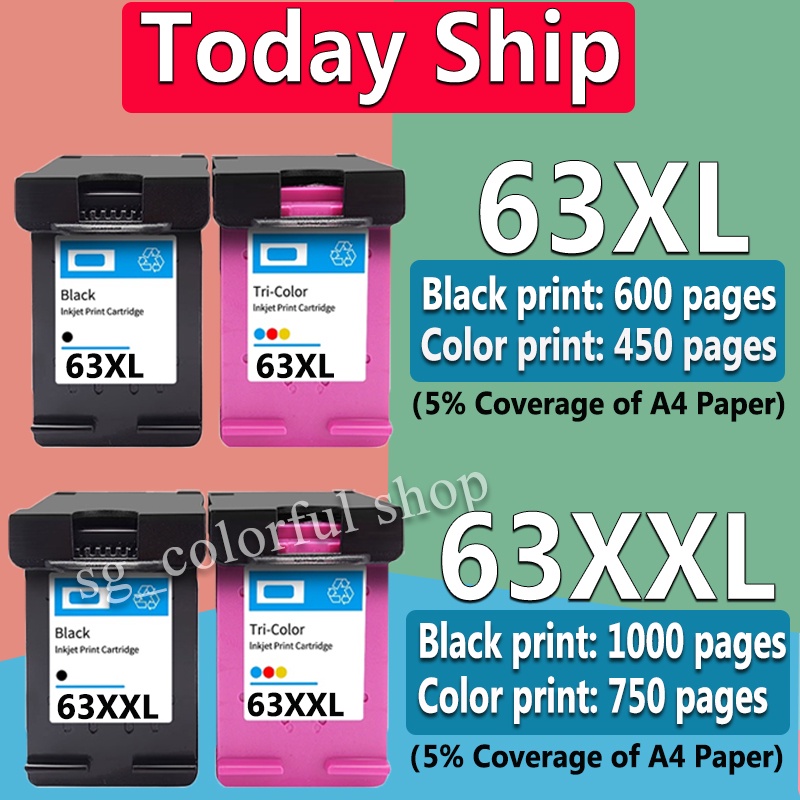 HP 63 ink HP63XL black HP 63 XL ink cartridge Compatible for hp 1110 ...