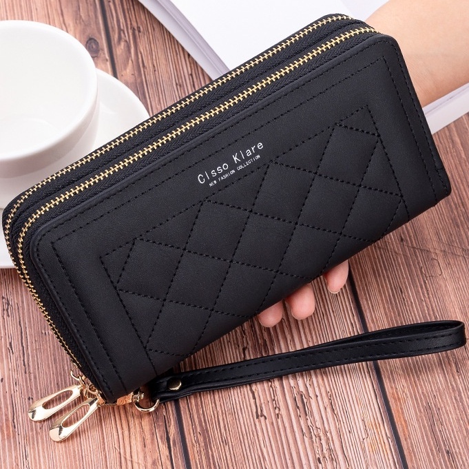 Best】Wallet Woman Double Zipper Long Wallet Fashion Classic Purse