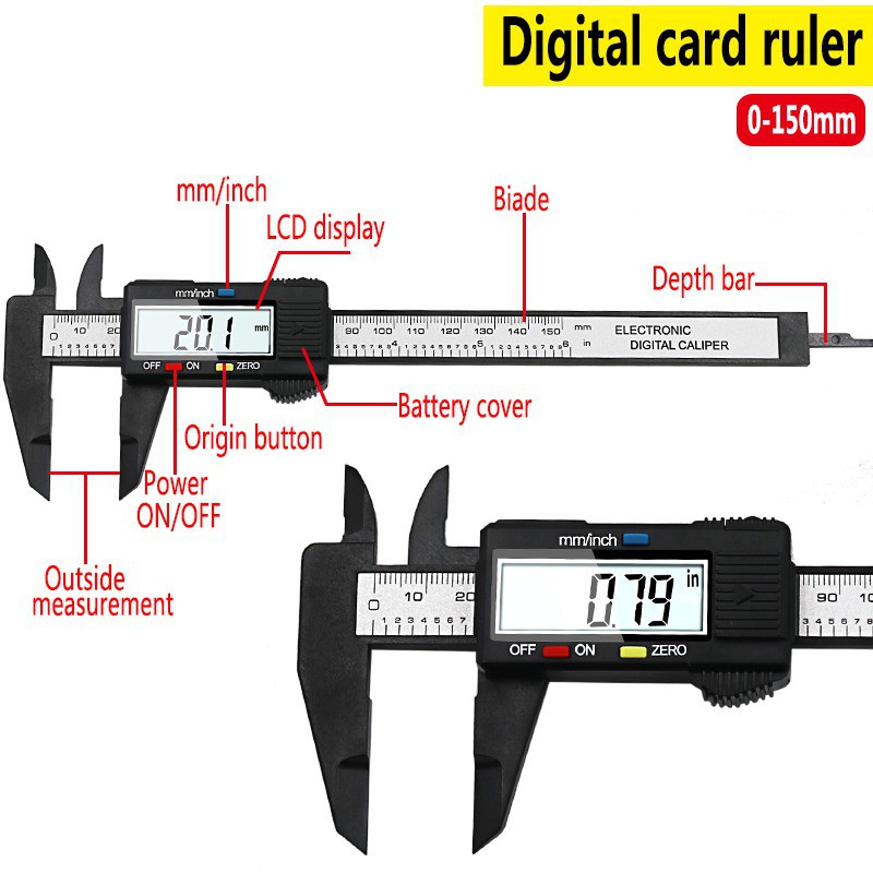 Digital Electronic Carbon Fiber Vernier Caliper Gauge Micrometer ...