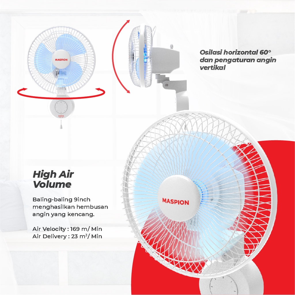 Maspion Wall Fan Kipas Angin Dinding 9 Inch MWF-23 - Gambar 4