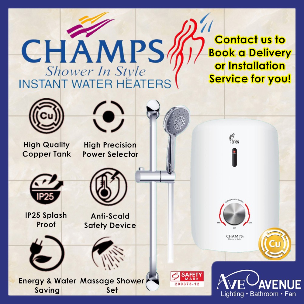 [Installation Available] Champs Aries Copper Tank Instant Water Heater ...