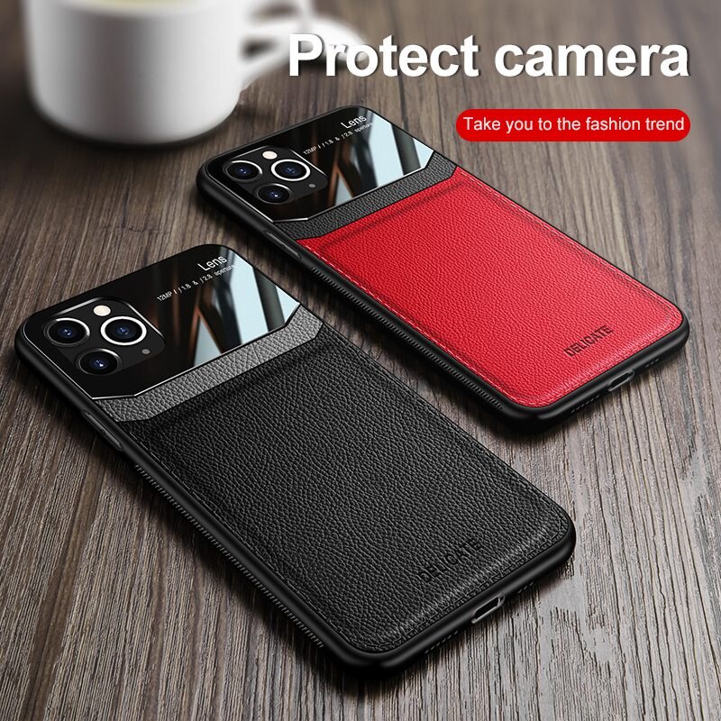 For iPhone 17 17e 16e 16 15 14 13 12 11 Pro Max Air Plus Leather Mirror