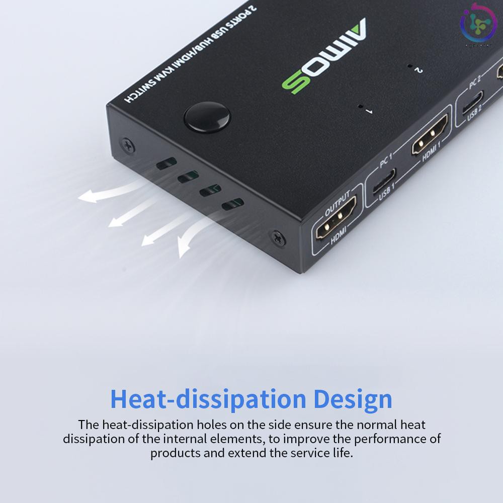 【Spot Goods】AIMOS AMKVM201CC 2Port HDMI KVM Switch Support 4K*2K30Hz