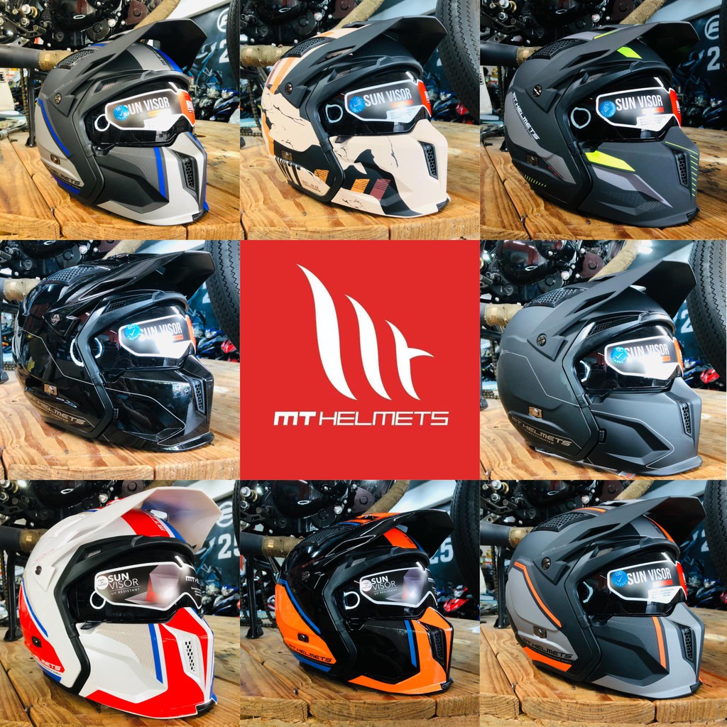 MT Motorcycle Helmet Streetfighter Full Face Modular Motorbike Helmet Dual  Visor