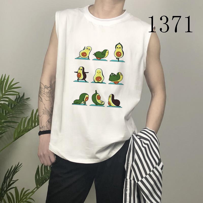 korea  summer Funny  t shirt  woman cute loose sleeveless cartoon Harajuku Clothing  blouse tops Round neck