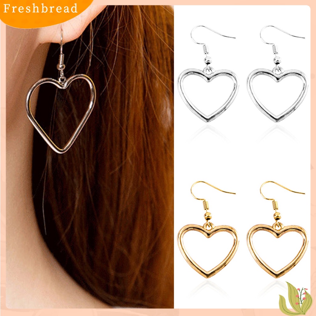 FRA Cute Eardrops Ladies Hollow Heart Shaped Dangle Hook Earring Fashionable for Wedding Party