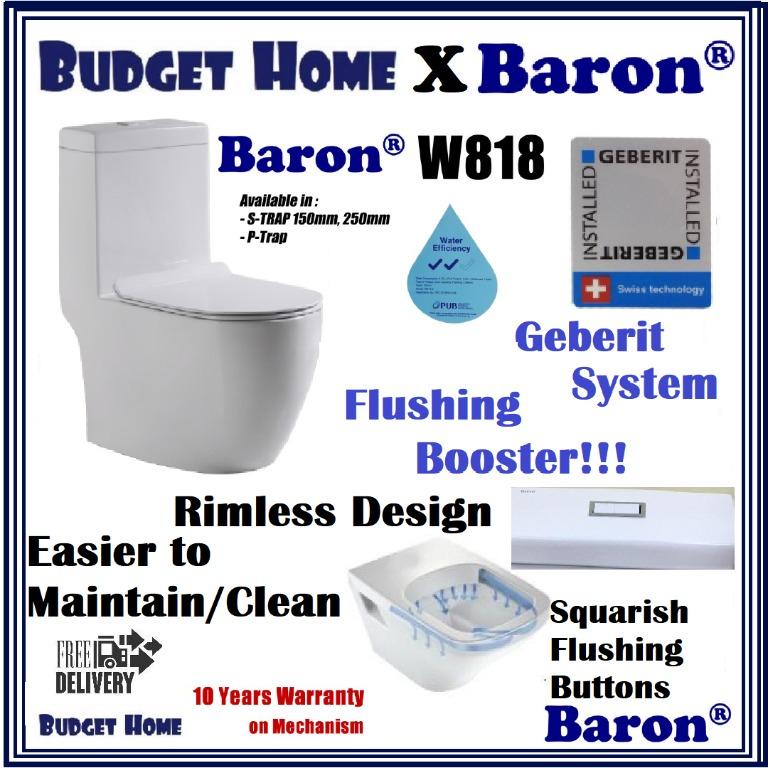 Toilet Bowl // Baron W818 Rimless with Geberit system Shopee Singapore